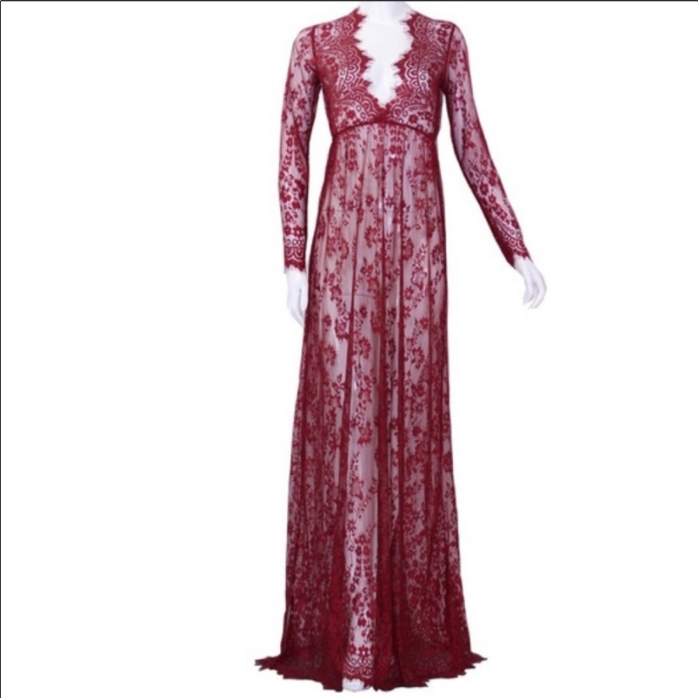 Maternity Maxi Lace See Through Dress
